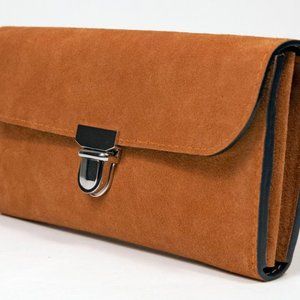 Ladies brown suede clutch